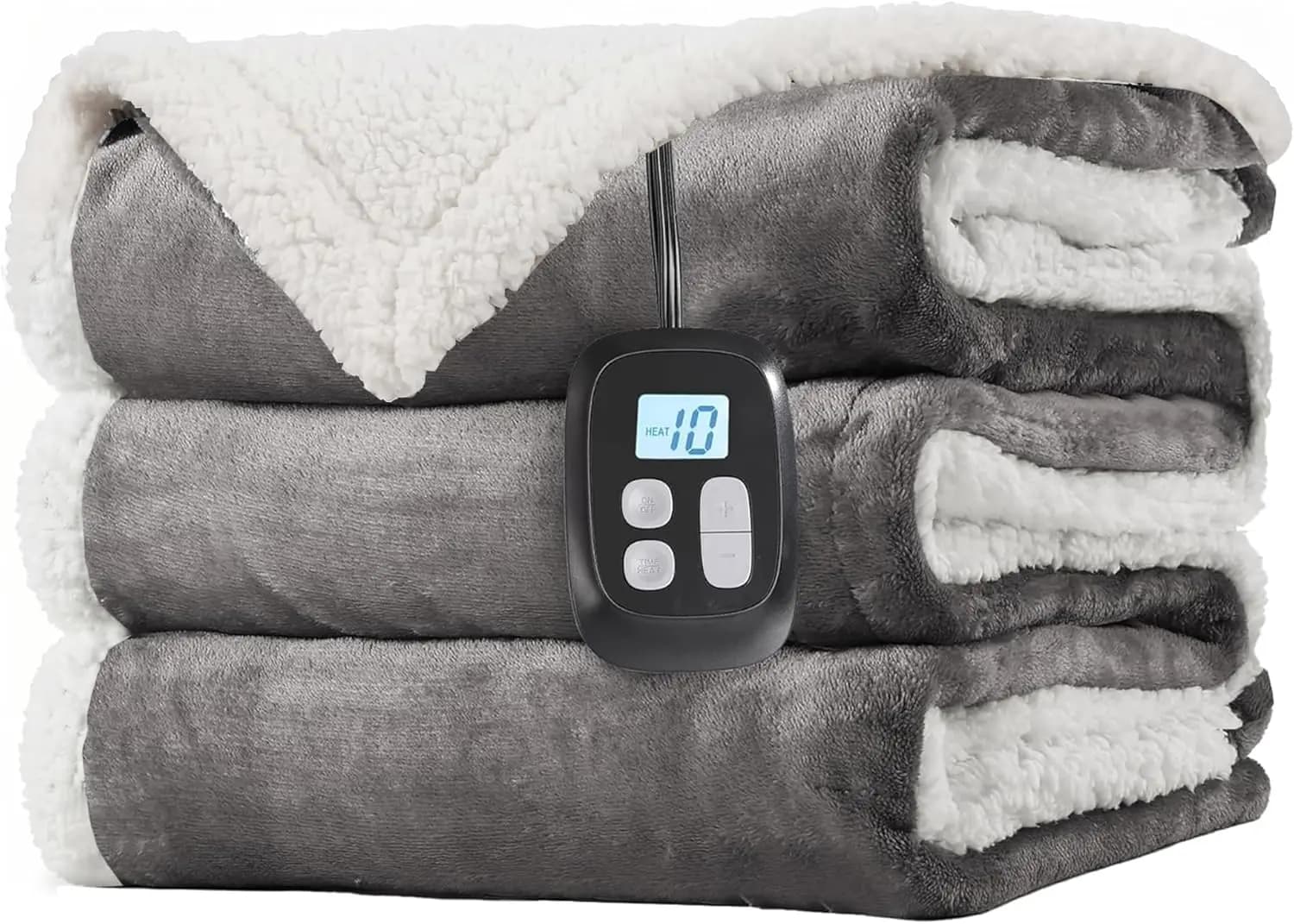 Coperta Elettrica Riscaldata Misura Grande 72x84, Riscaldamento Rapido, Doppio Lato in Flanella e Sherpa, 10 Impostazioni di Calore, Spegnimento Automatico 12 Ore
