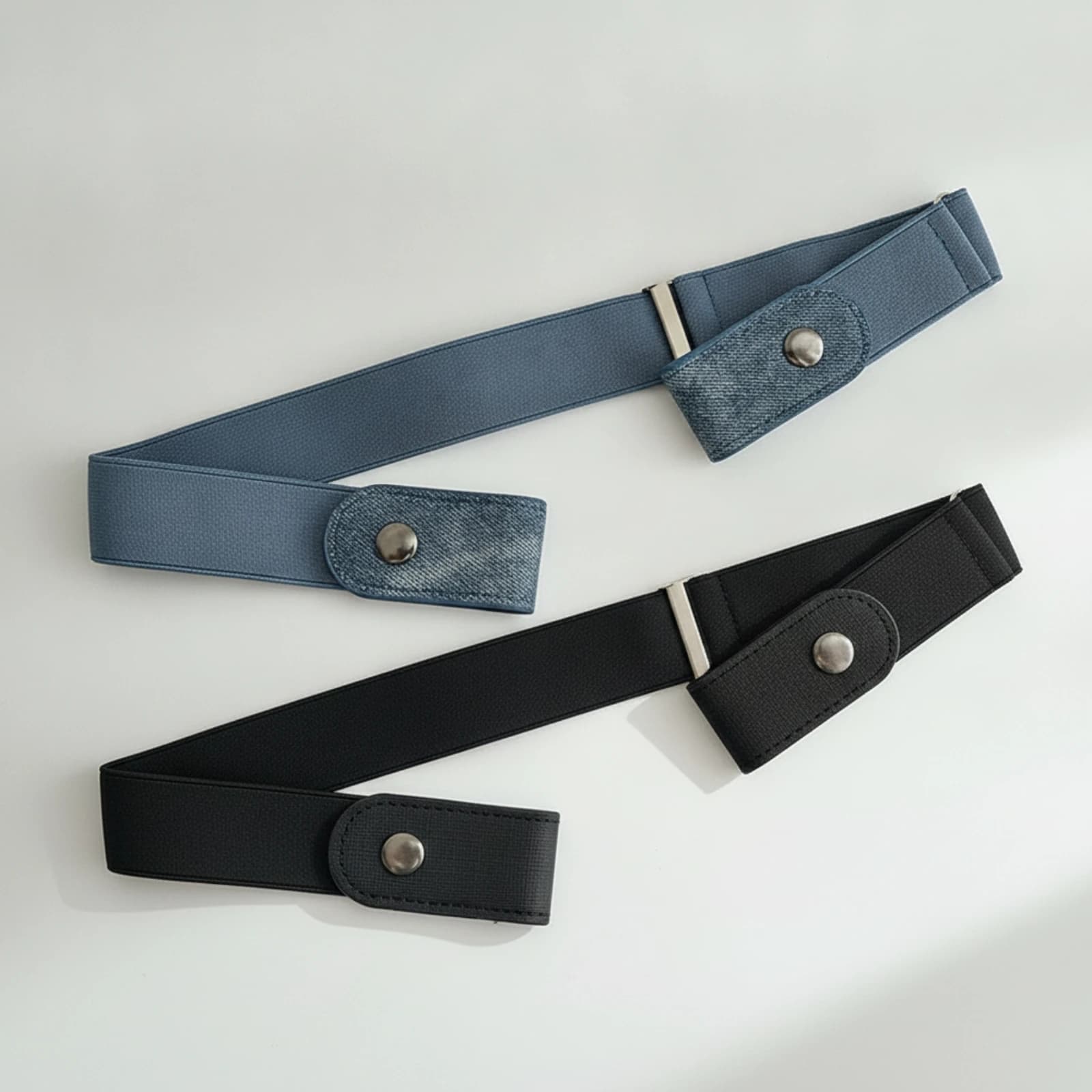 2 Pieces No Buckle Belt Slim-Fit Elastic Belt Waistband Hassleunrestricted Lightweight for Children, Daily Wear, Travel