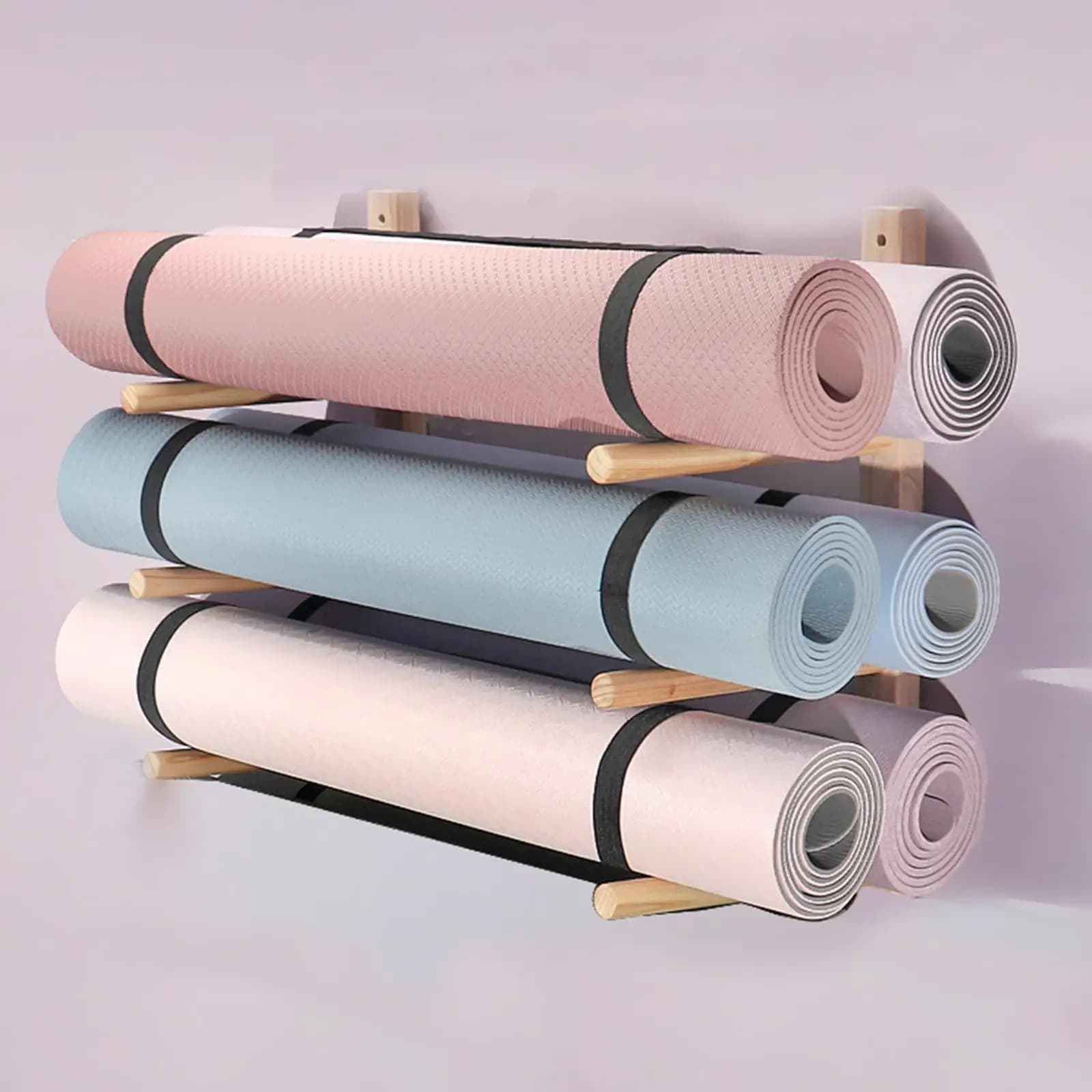 2x Wooden yoga mat holder trolley Multipurpose yoga mat holder trolley