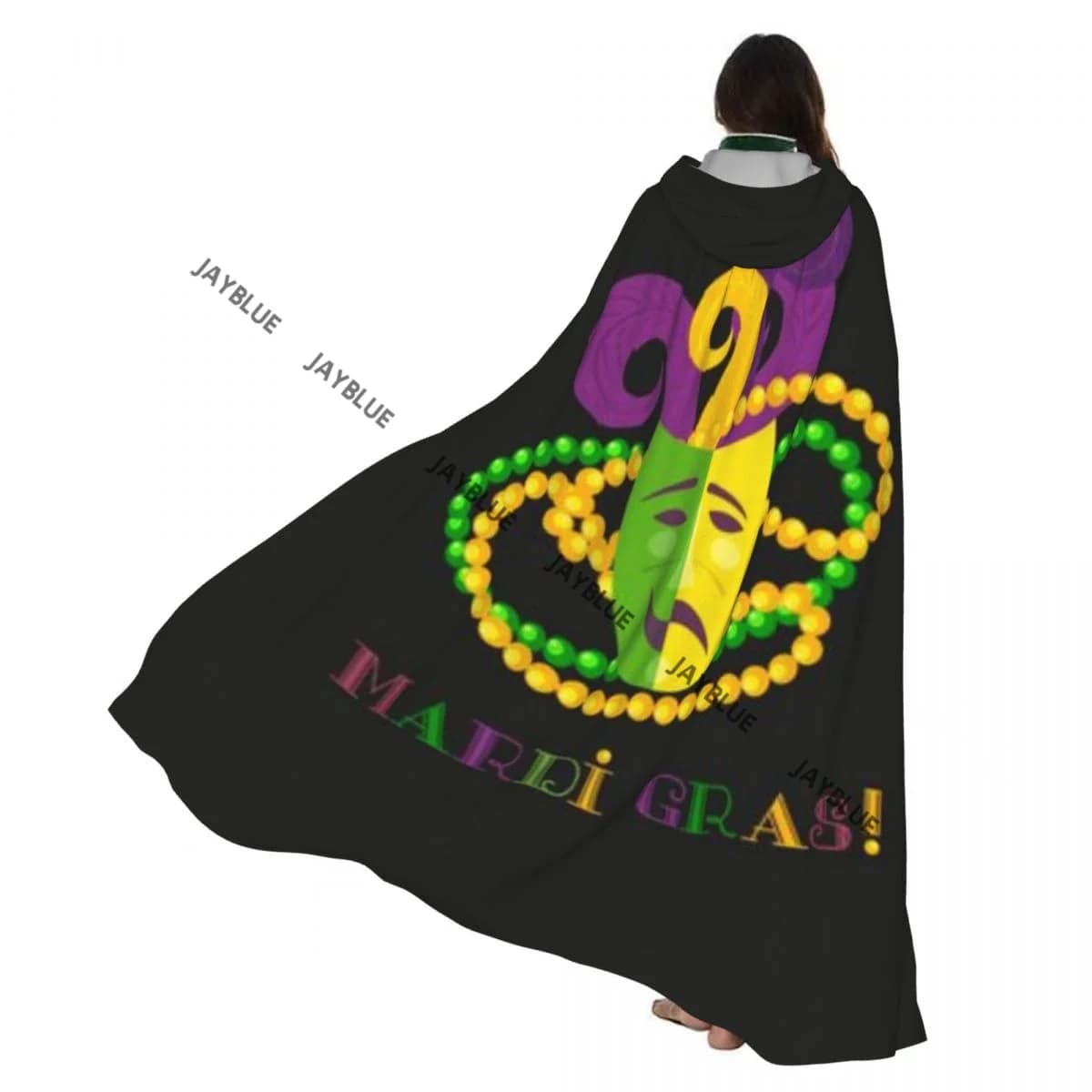Long Cape Cloak Mardi Gras Label Hooded Cloak Coat Autumn Hoodies
