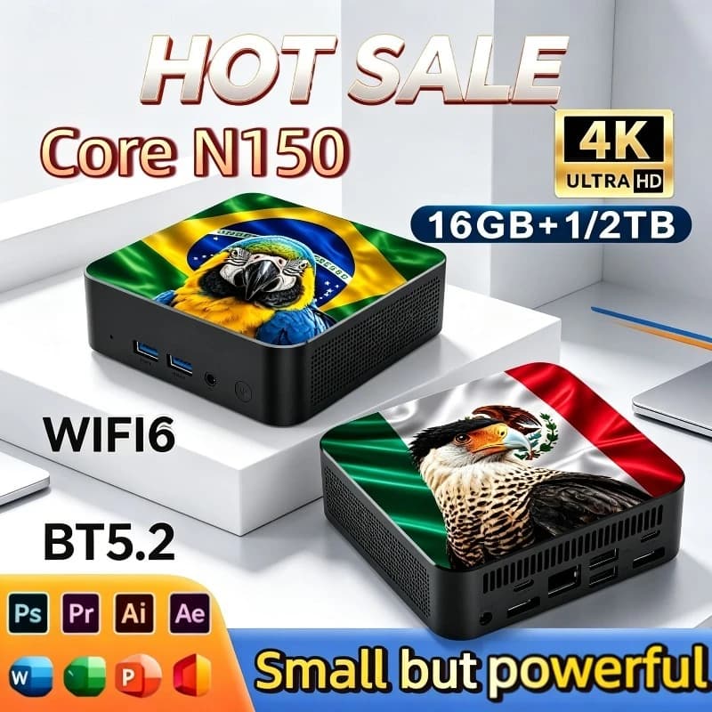 New High-Performance Mini PC Core N150 16GB RAM 2TB SSD 4K UHD Outputs Portable Desktops for Gaming