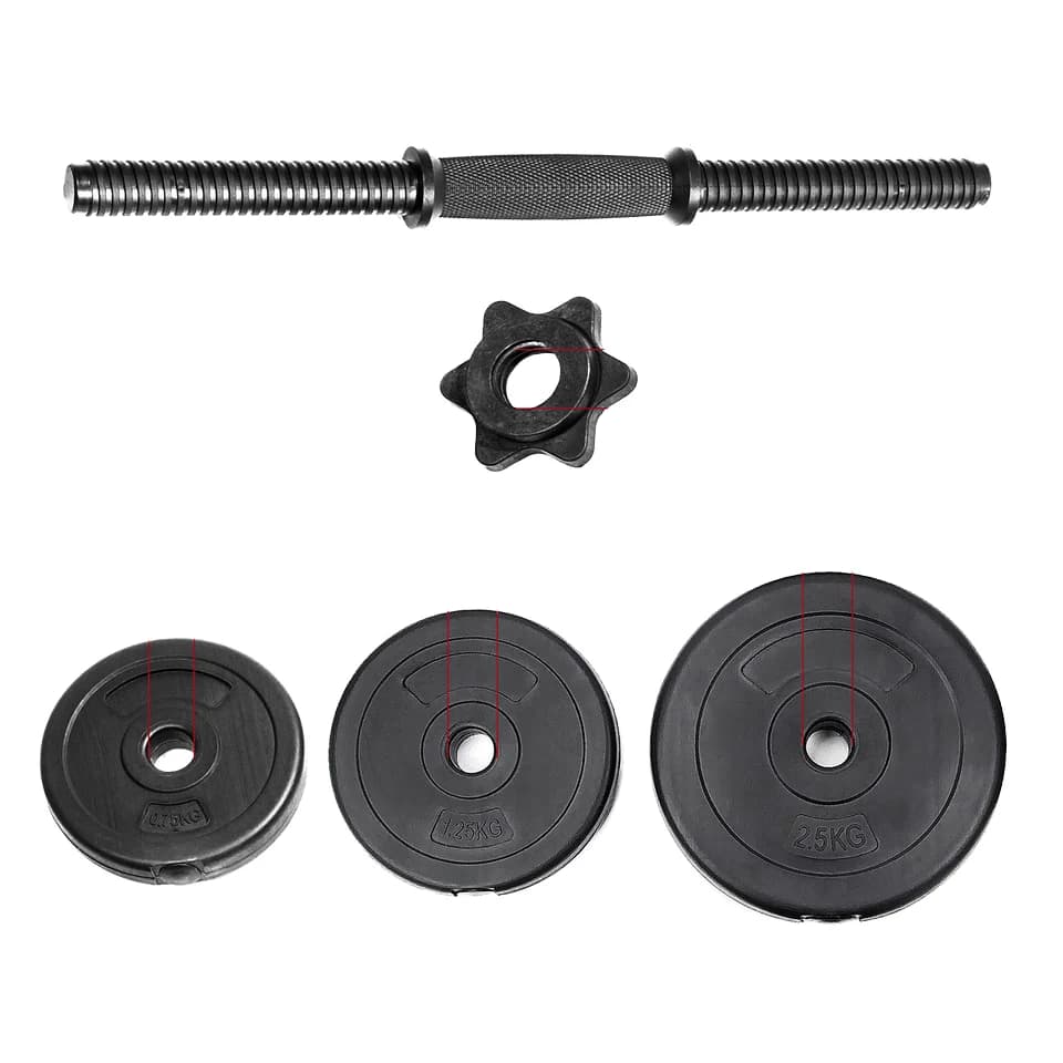 Set of Adjustable Weights Customised by Manufacturer 2.5/5/7.5/10KG with Black Plates for Training in Home Gym
