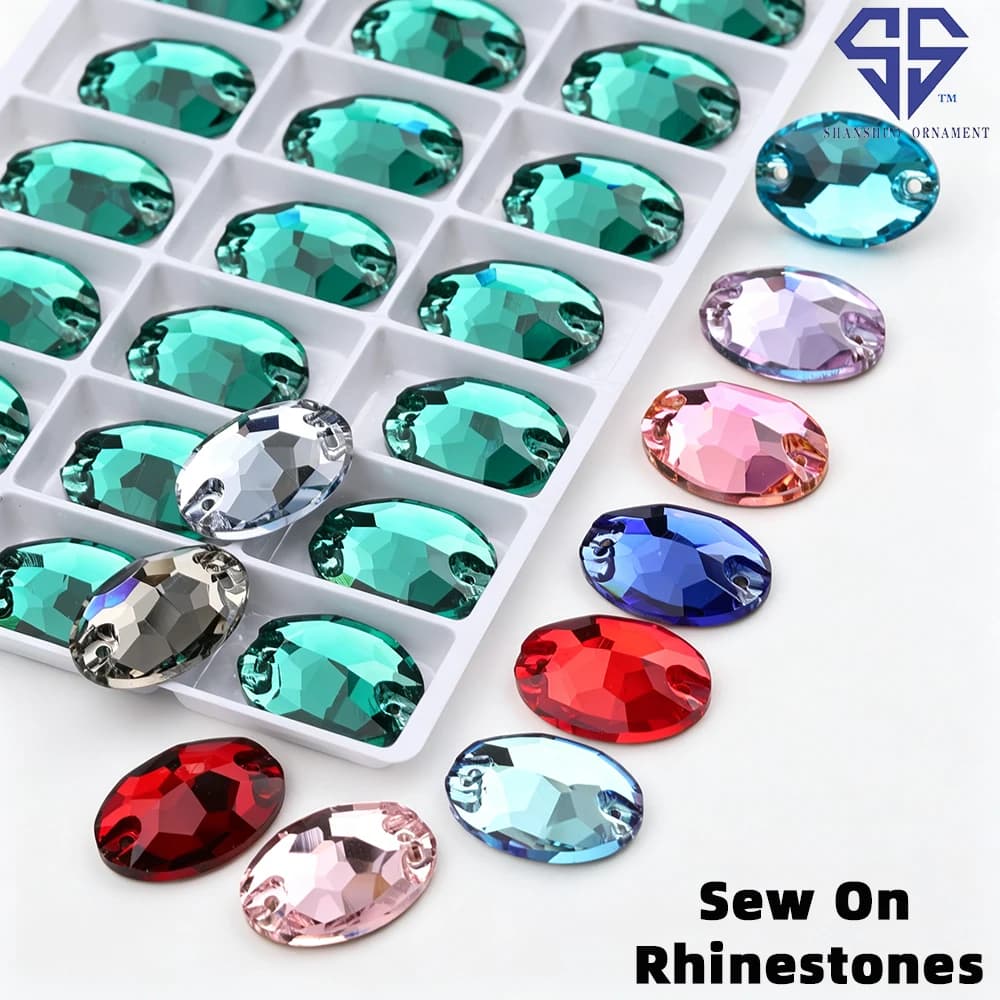 SS Oval Shape Multicolor Sew On Rhinestones Bedazzling Craft Accessories Diamond Charms For DIY Jewelry Sewing Supplies Bags
