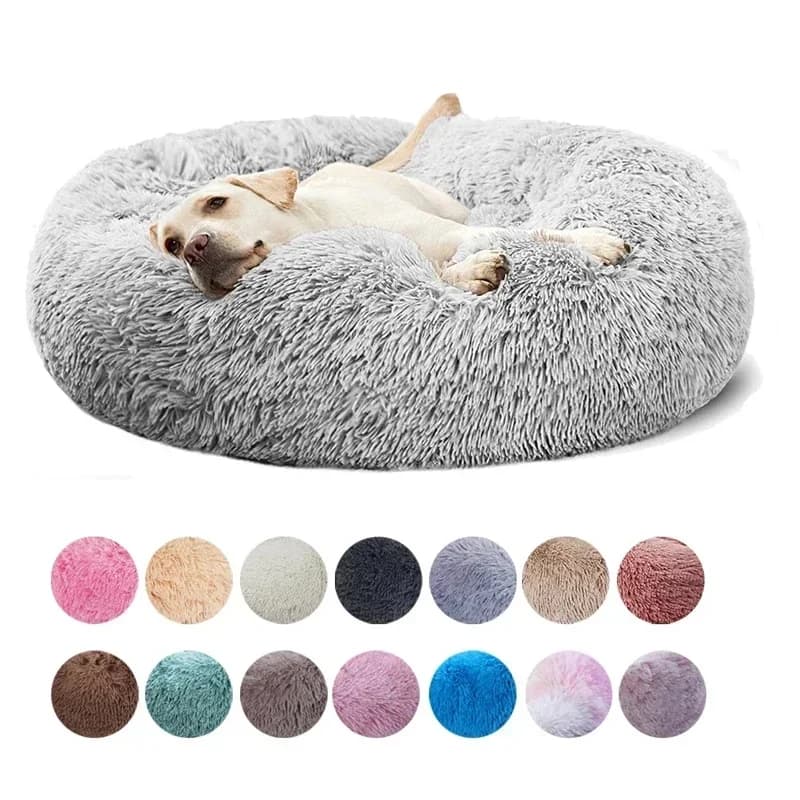 Cuccia Rotonda per Cani di Taglia Grande, Letto a Ciambella in Peluche Lungo per Gatti e Cani di Taglia Media, Cuccia Invernale Calda, Divano per Cani Rimovibile