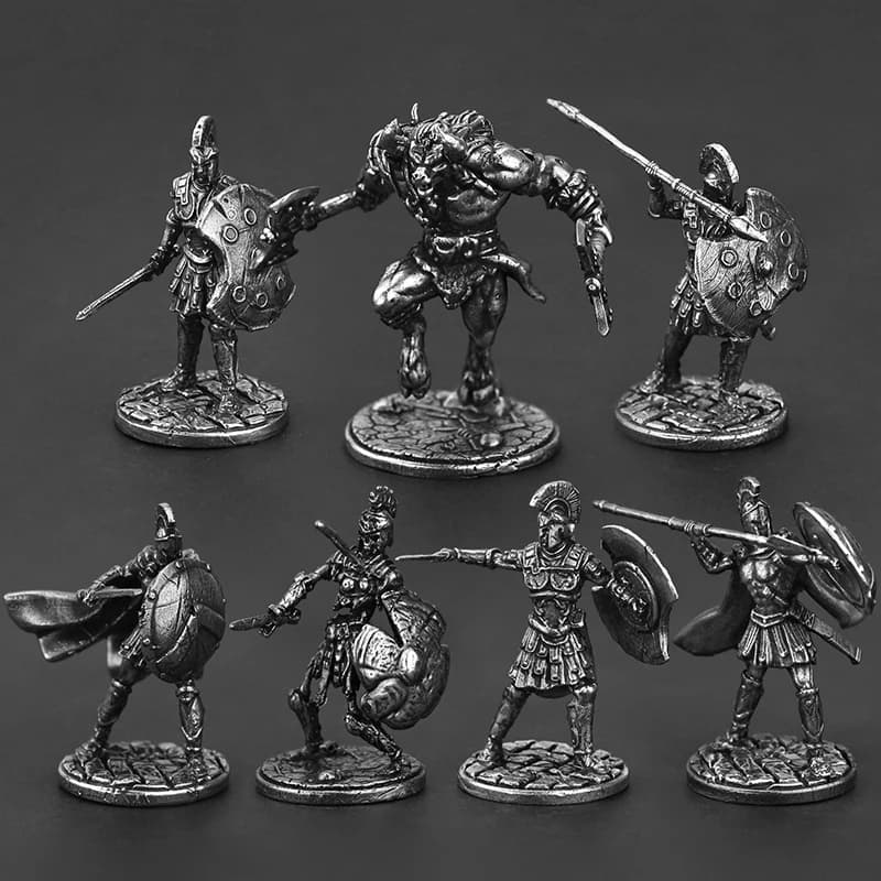 Mitologia greca di Sparta Action Figures in metallo Cupronichel Soldato Modello di guerra Gioco da tavolo Pezzo Accessori per ornamenti creativi