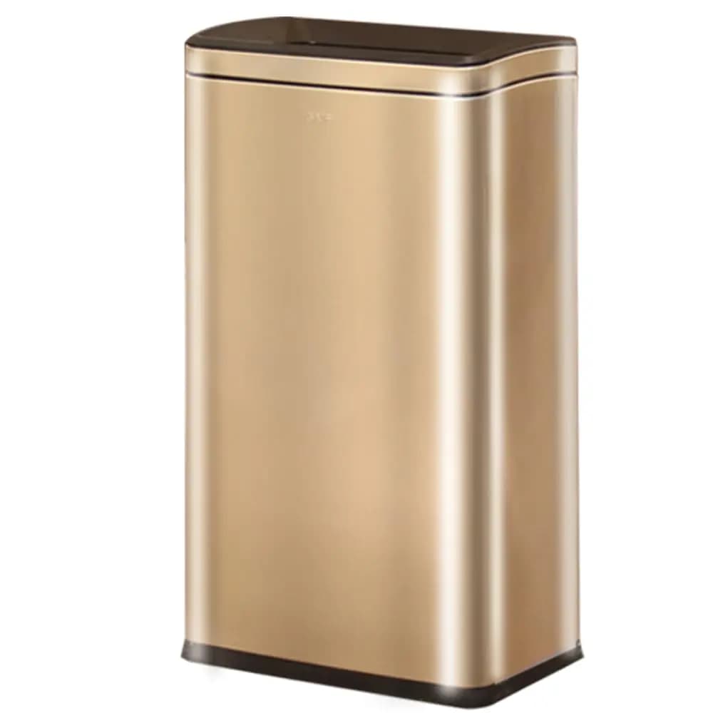 Gold 10.4 Gallon Stainless‑Steel Kitchen Trash Can, Durable Metal Garbage Bin for Household Kitchen Waste Disposal