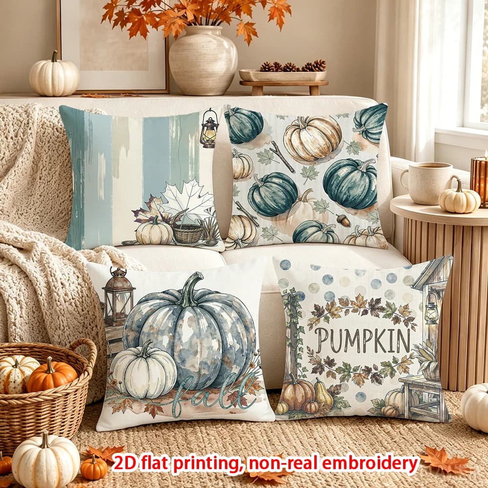 4PCS Fall Highland Cow Throw Pillow Covers, Autumn Farmhouse Beer Festival Themed Cushion Cases for Sofa Home Decor