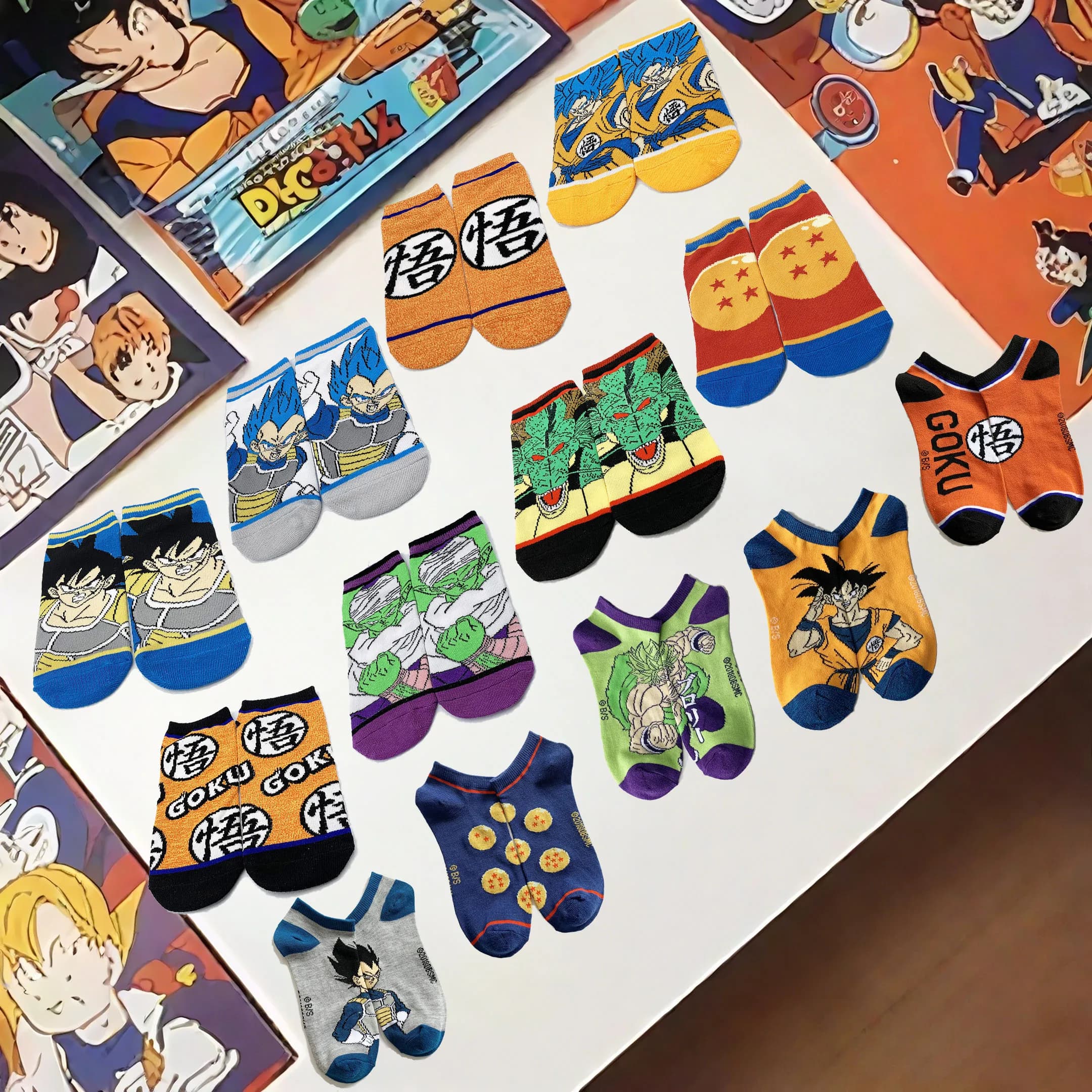 1 Pair of Seven Dragon Ball Anime Cool Knitted Socks for Men and Women