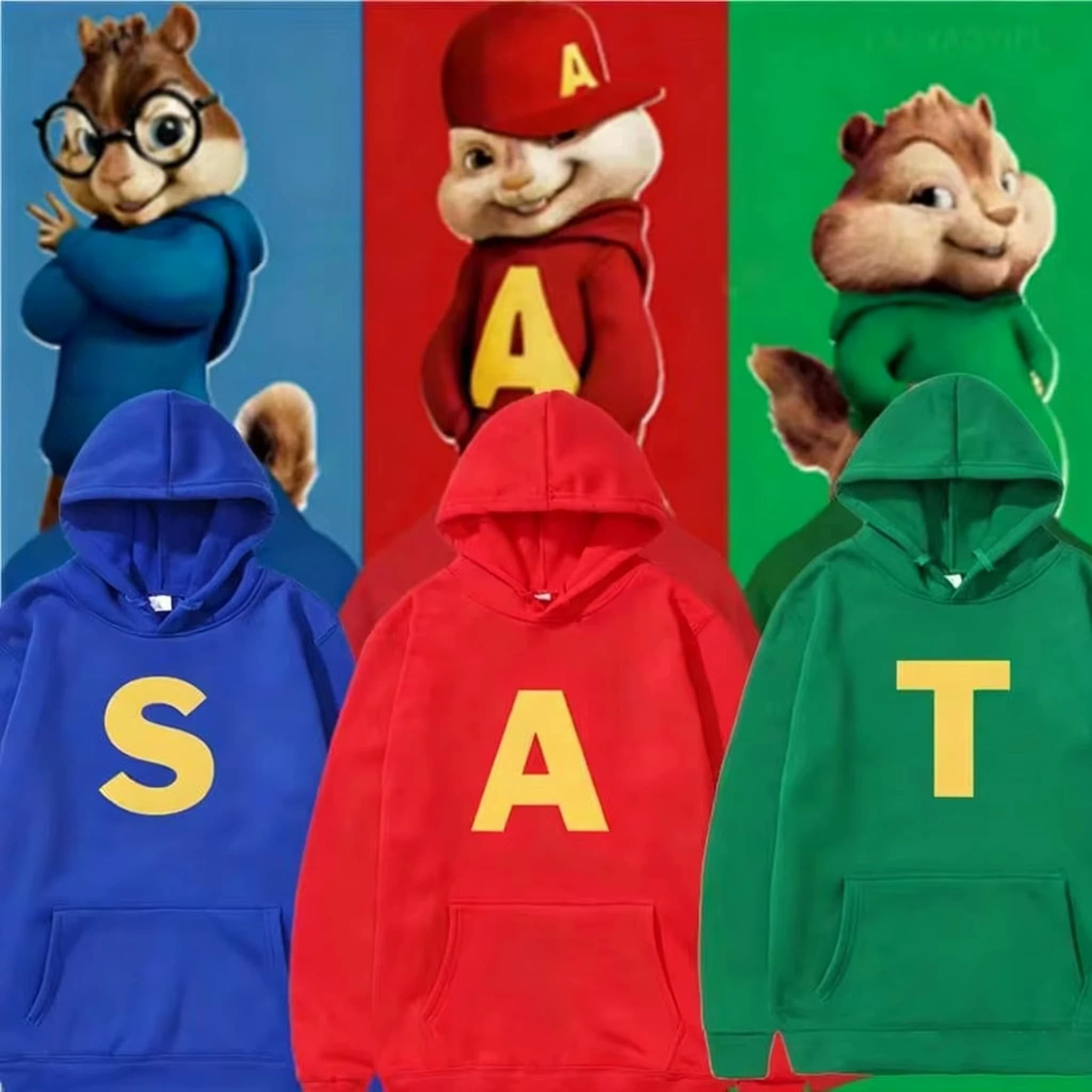 Alvin And The Chipmunks_ The Squeakquel's Pullover, felpa con cappuccio da donna e uomo, modello Drop Shoulder, per migliori amici, top per bambini