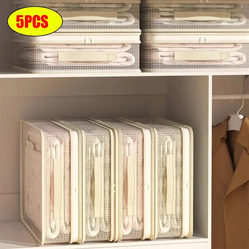 Organizer for storing sheets, stackable container with handle, for bed linen, for closet, dormitory, bedroom, house, baby covers, blankets
