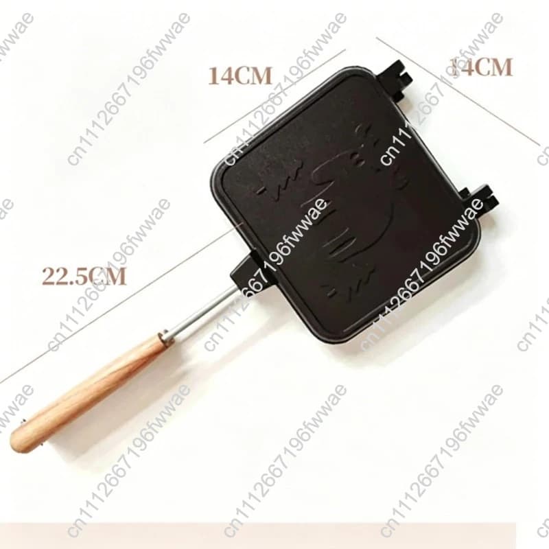 For Detachable wooden handle, sandwich baking tray, breakfast toast, double-sided non stick coated frying pan