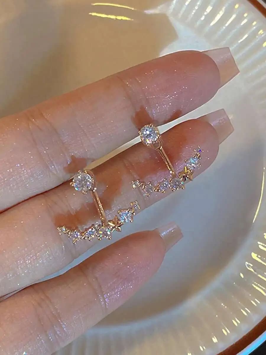 Fashion Crystal Star Moon Drop Earrings For Women Casual Daily Party
