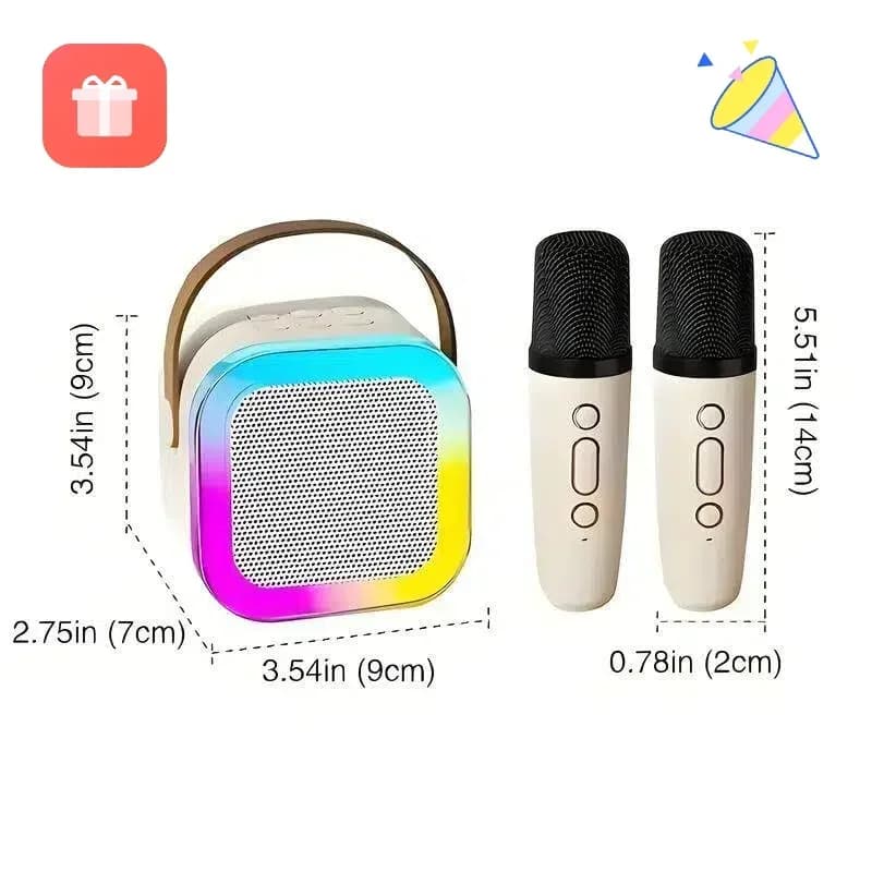 Macchina per karaoke RGB con 2 microfoni wireless - KTV domestico portatile Hi-Fi Bluetooth 5.3