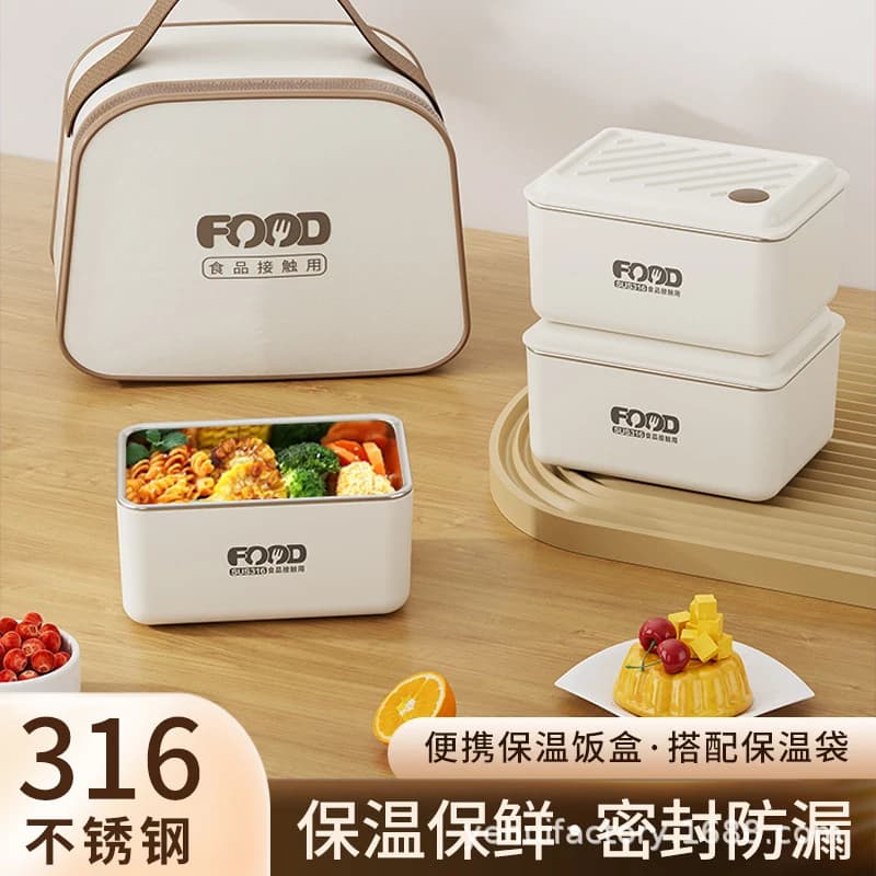 Contenitore Termico per Pranzo per Lavoratori d'Ufficio e Studenti, Adatto al Microonde, Contenitore per Alimenti in Acciaio Inox Multistrato