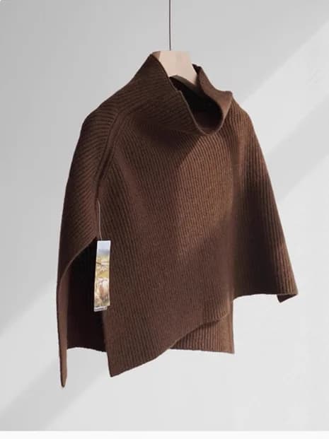 Retro High Neck Knitted Scarf Women's Autumn Winter Thickened Outerwear Luxury Feel Shoulder Open Warm Neck Cover