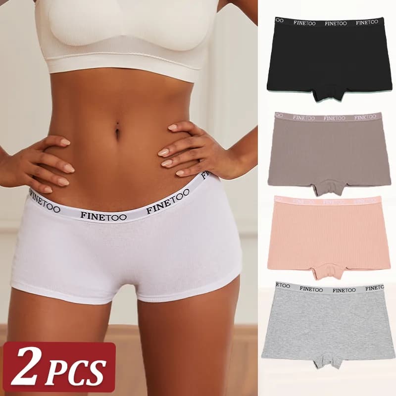 2 pezzi boxer in cotone da donna senza cuciture intimo pantaloncini in seta di ghiaccio tinta unita pantaloncini morbidi da donna taglie forti M/L/XL