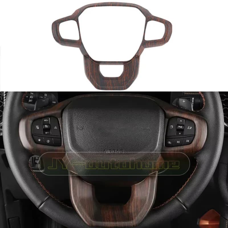 Wood Grain Car Steering Wheel Button Panel Cover Trim For Ford Ranger 2023 2024 2025 2026 ABS Interior Modification Accessories