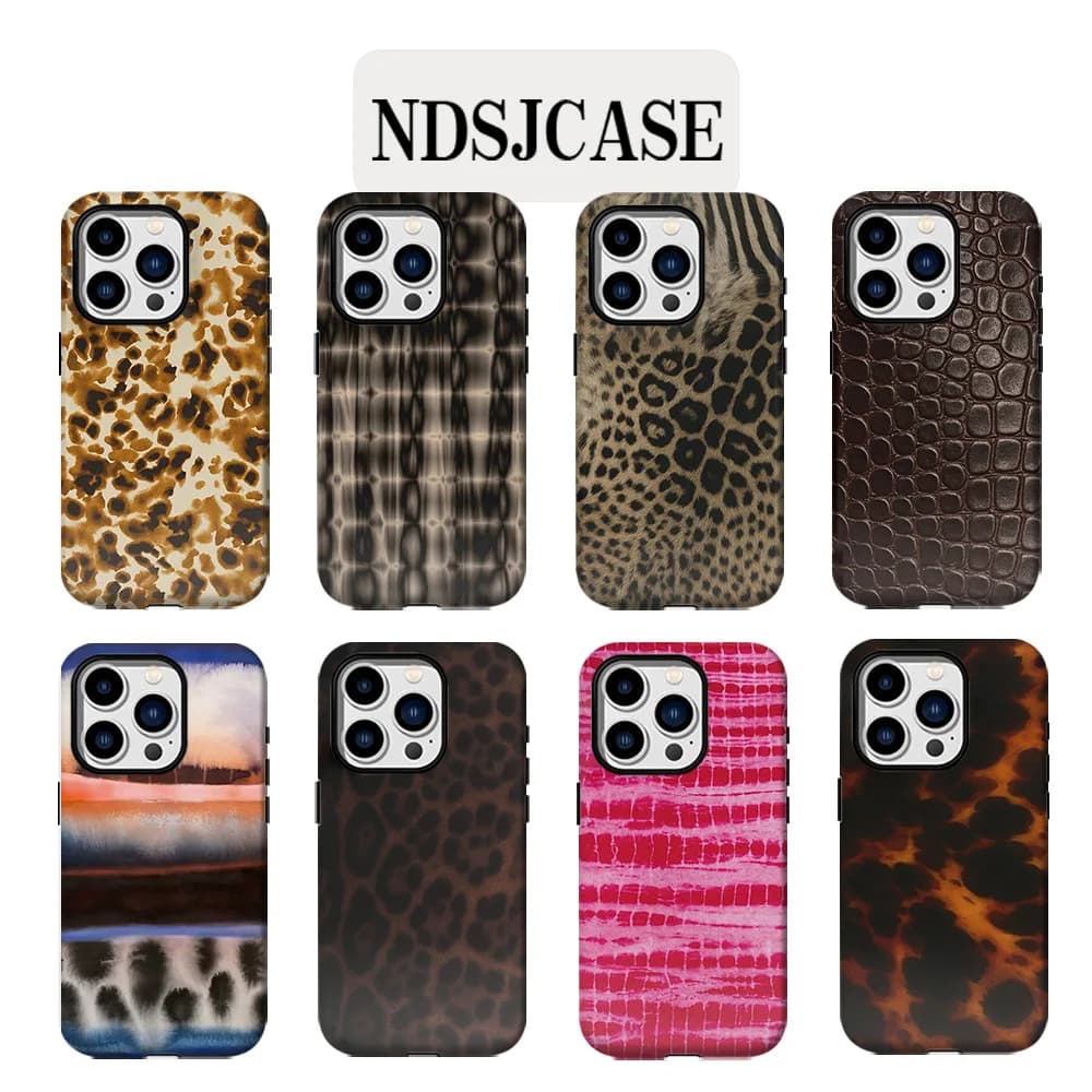 Luxury Clmj Leopard skin pattern Phone Case for iPhone 17 16 15 14 13 12 11 Air Pro Max Plus Luxury Double-layer Back Cover