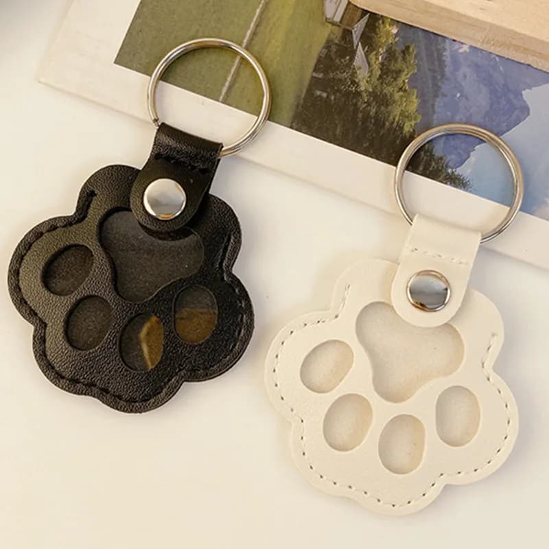 Memorial Leather Pet Hair Storage Bag Cat Paw Keychain Multifunctional Portable Keychain