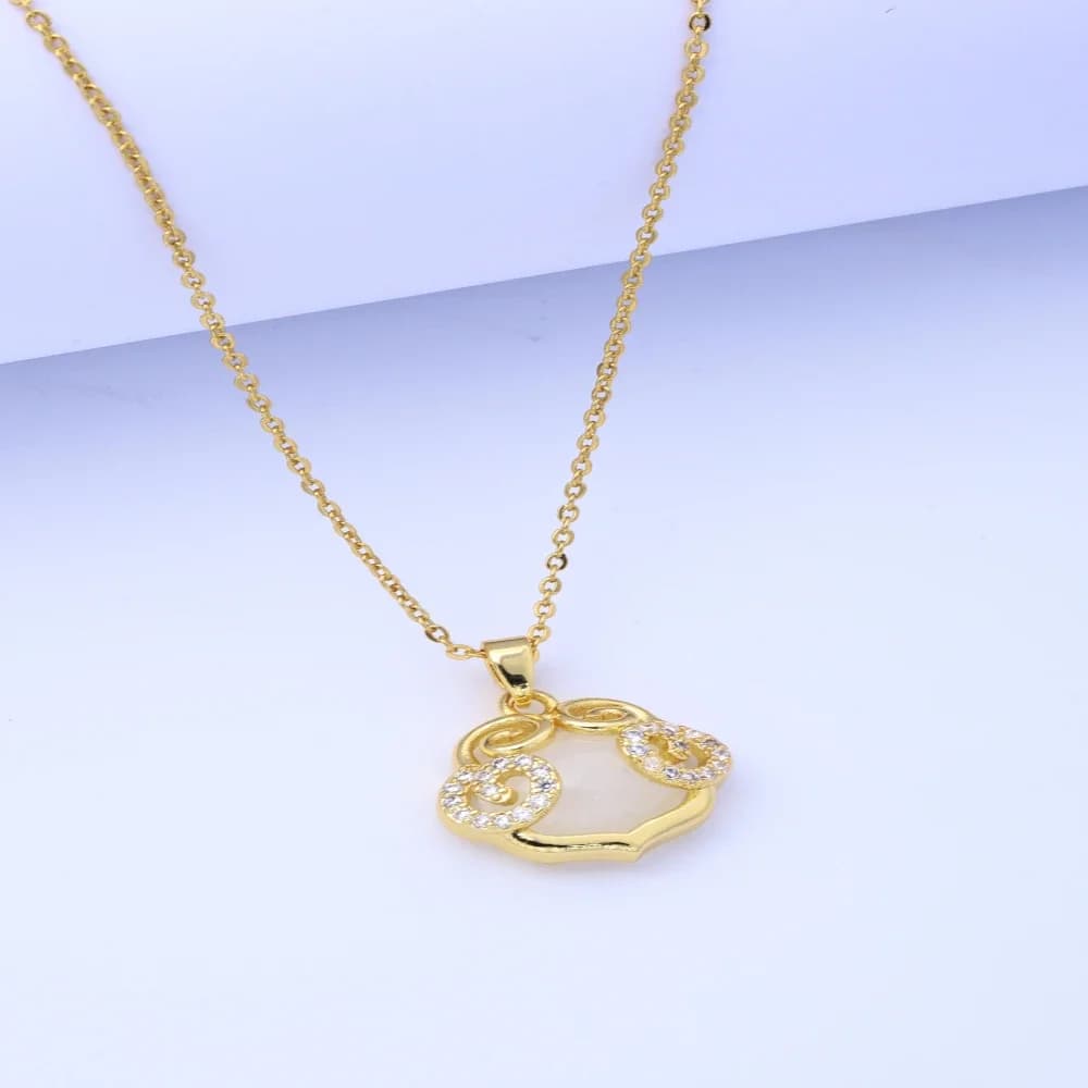 Ping An Lock Necklace - National Tide Fashion Jewelry, Versatile Pendant Decoration, Clavicle Chain with Long Life Lock