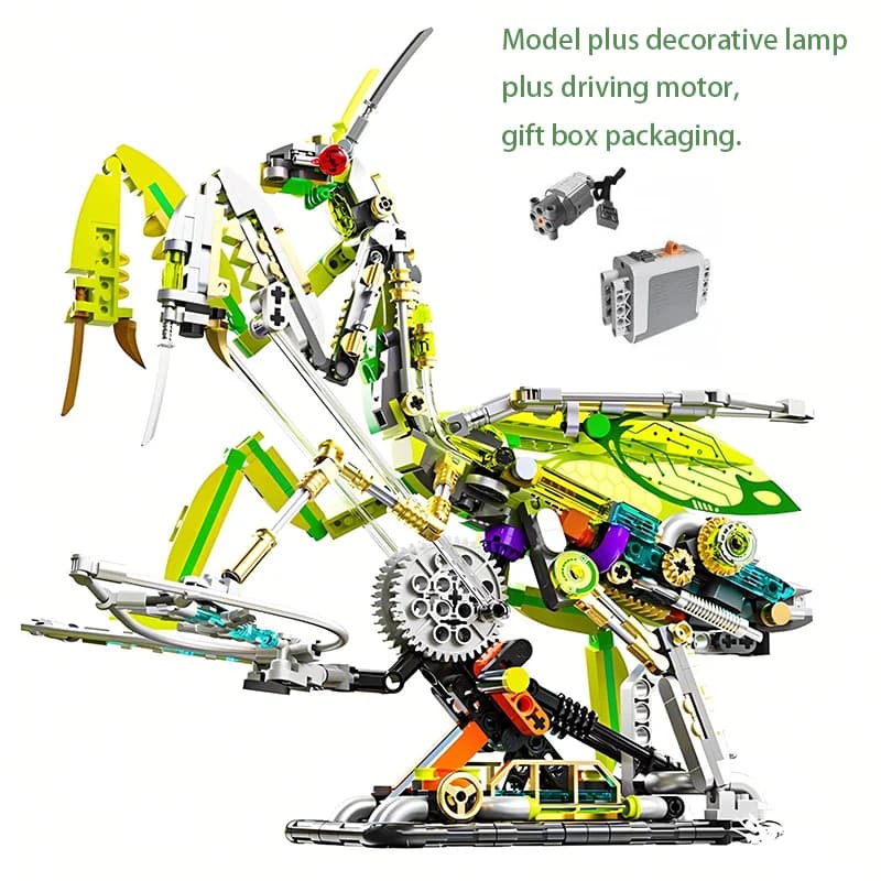 Blocchi da costruzione Mantis fai-da-te scienza semimeccanica, blocchi da costruzione, giocattoli didattici, regali per bambini modello (999 granuli)