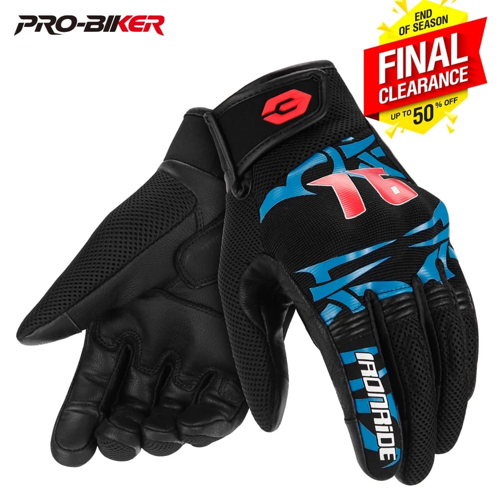 SALDI Guanti da Moto in Vera Pelle per Uomo, Guanti Antiscivolo Resistenti all'Usura con Touchscreen, Attrezzatura per Moto per Tutte le Stagioni