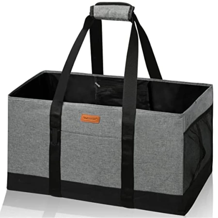 Extra Large Foldable Grocery Tote Bag With Handles for Storage, Picnics, Beach, Pool, Laundry - Reusable Shopping Bag 22" XL Ca