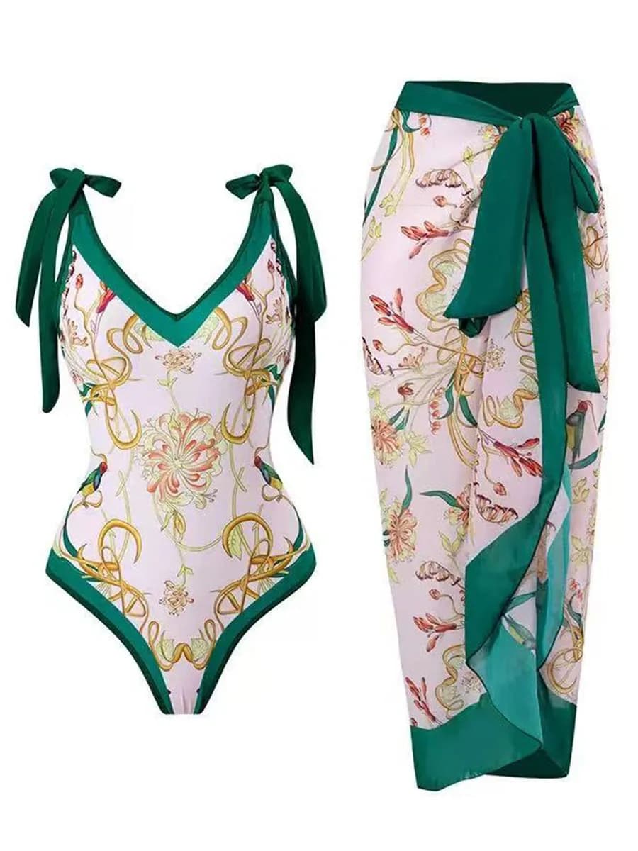 Costume da bagno intero stampato con spalline e vestito da spiaggia 2026 - Sexy costume da bagno imbottito da donna per nuoto e mare