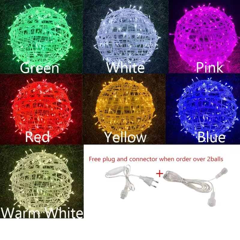 7.87" Outdoor Balls Globe Lights Hanging Tree Garden Sphere Lights with Plug 46LED for Party Wedding Yard Porch Patio Decors