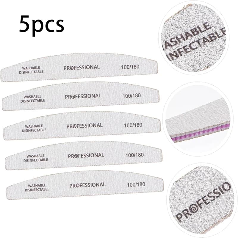 Buffer per unghie Bastoncini abrasivi in legno Lavabili Strumenti per lucidatura per manicure ecologici Facile da usare per la cura delle unghie Set da 5 pezzi