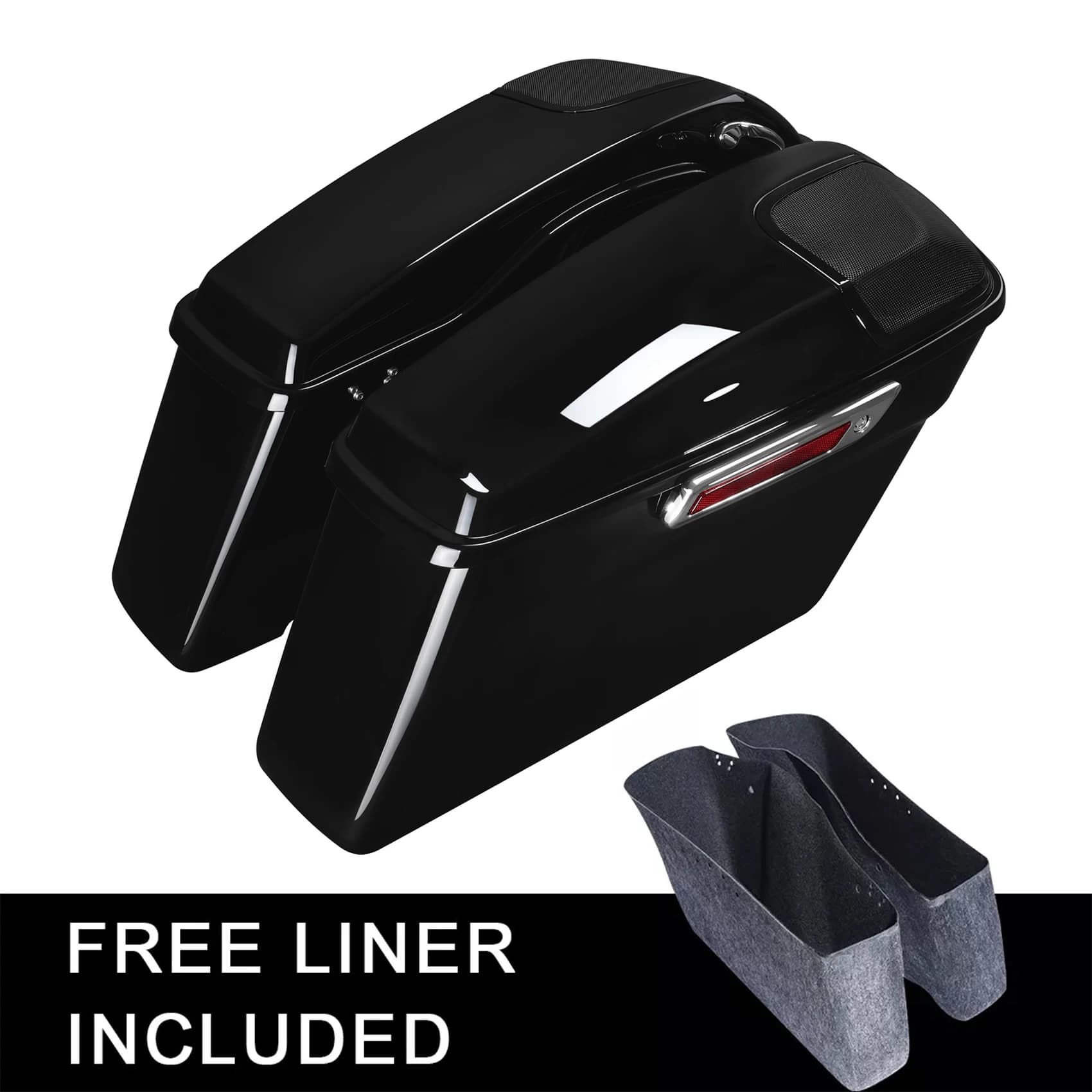 Hard Saddle Bags W/ 5x7" Speaker Lid Fit For Harley Touring Road King 2014-2024 Motorcycle Luggage Side Bags