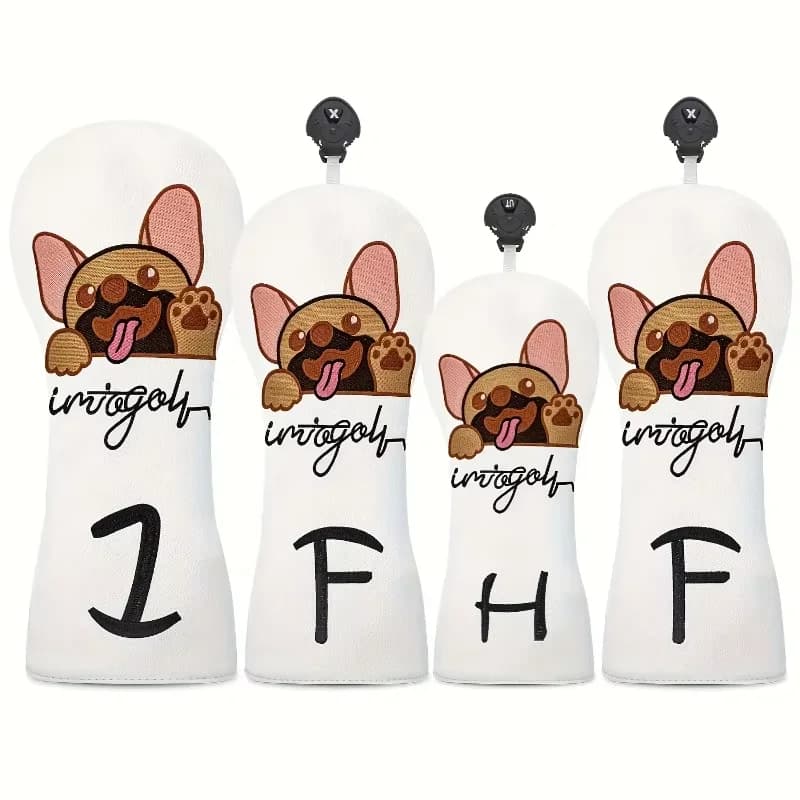Copricapo da golf 1 pezzo - Design con motivo a cucciolo adorabile e scritta "Integol", copricapo da golf resistente, protezione per la testa della mazza