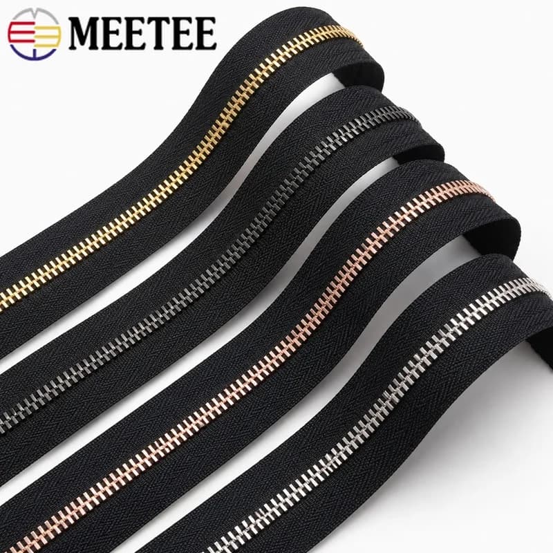 2/5Yards Meetee 5# Metal Zipper Chain without Slider Double-Pull Tape for Garment Luggage Clothing DIY Sewing Repair Accessories