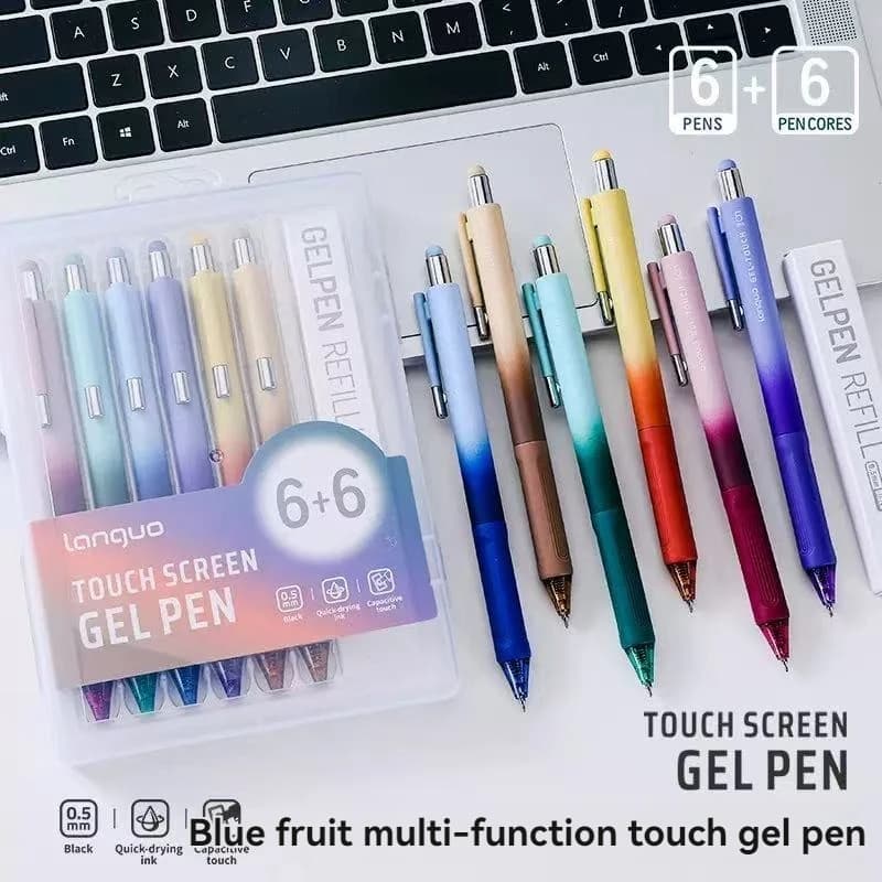 Set di 6 Penne Gel Multifunzionali con Touchscreen, Progettate Appositamente per Studenti, Apprendimento ed Esami, Penna per Firme da 0,5mm, per Prendere Appunti