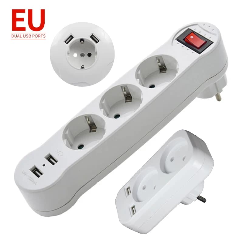 Adattatore per estensioni standard Germania per prese elettriche UE con interruttore ON/OFF Presa di corrente da 1 a 2/3 vie Ricarica rapida 250 V