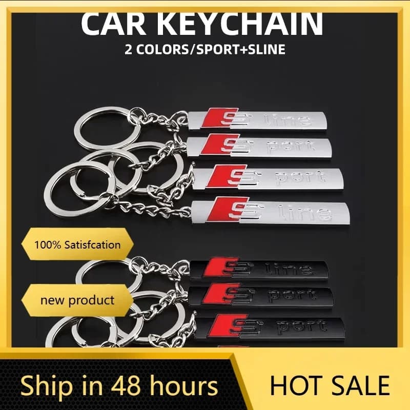 Portachiavi 3D in Metallo con Logo S Line per Auto, per Audi Sport A3 A4 B8 8P 8V B6 A5 A6 C7 Q5 B9 B7 C6 A1 Q7 Q3 TT A7 8L RS