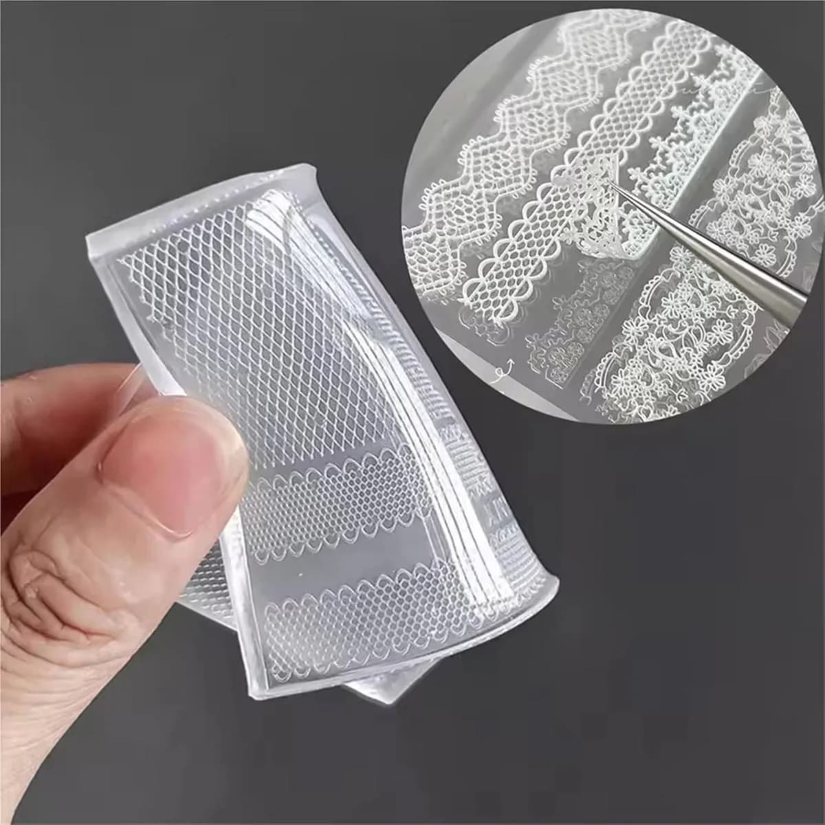 1 Pezzo Stampo in Silicone per Nail Art 3D Ultra-Sottile 83mm, Motivo Francese, Strumenti per Manicure Fai-da-Te, Accessori per Unghie