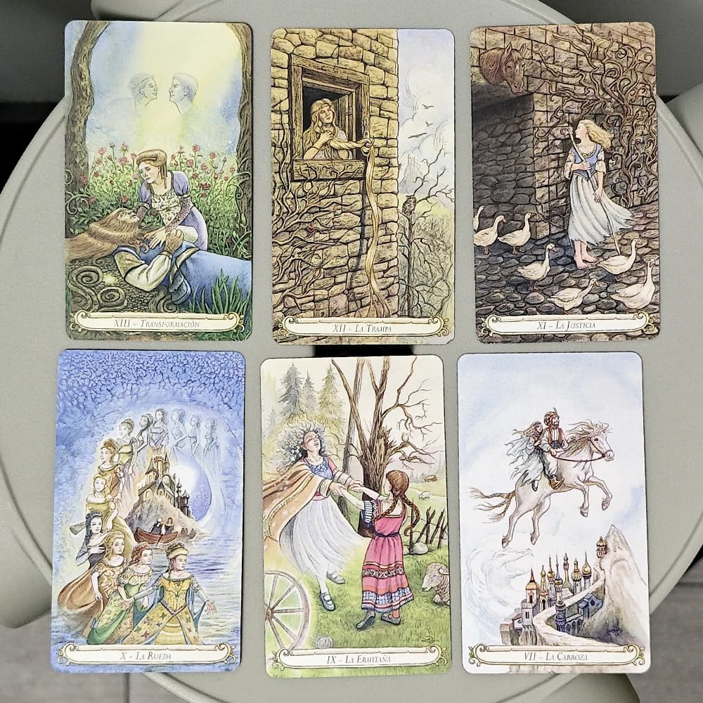 Tarocchi delle fiabe 10,3 * 6 cm Edizione spagnola 78 carte dei tarocchi che presenta racconti mistici dall'intorno al mondo