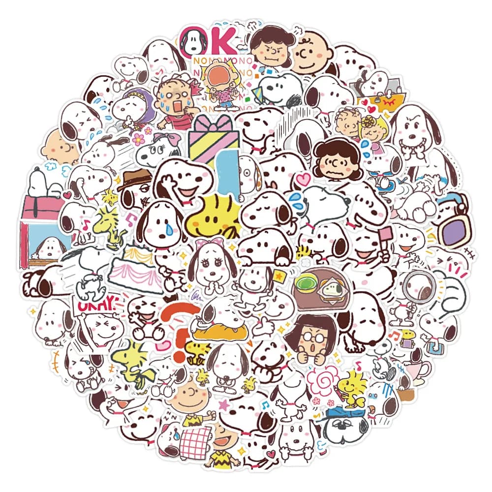 60 pezzi di cartone animato Anime Snoopy simpatico cucciolo decorazione notebook cancelleria manuale adesivo fai da te