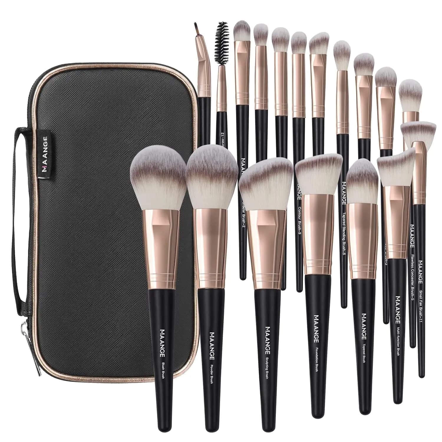18 Pcs Professional Makeup Brush Set with Case - Premium Synthetic Kabuki & Eyeshadow Brushes for Flawless Foundation, Blush, Powder, and More - Ideal Gift for Women