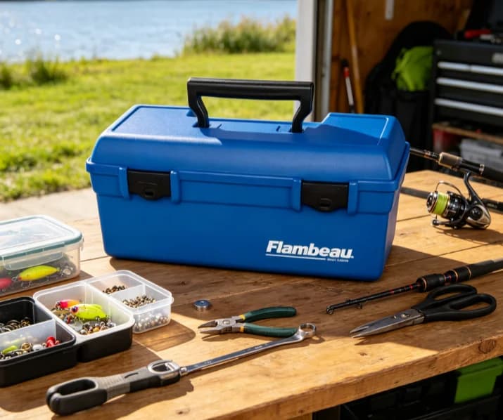 Flambeau Outdoors, 6009TD Lil Brute Fishing Tackle Box with Lift-Out Tray, Blue, 13 inches Long, Plastic