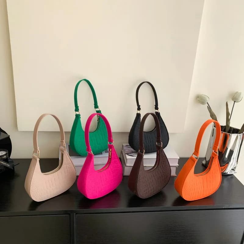 Women Texture Mini Underarm Bag Solid Color Felt handbag Crescent Hobo Shoulder Purse For Women Daily Dating Casual Outdoor Use