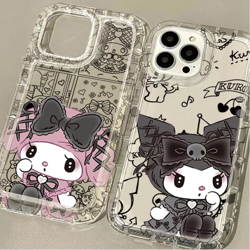 Cover per Telefono Hello Kitty, Kuromi e Melody per iPhone 14, 16, 15, 13, 12, 11 Pro Max, 7, 8 Plus, XR, X, XS Max, SE 2020, Custodia Morbida in Silicone
