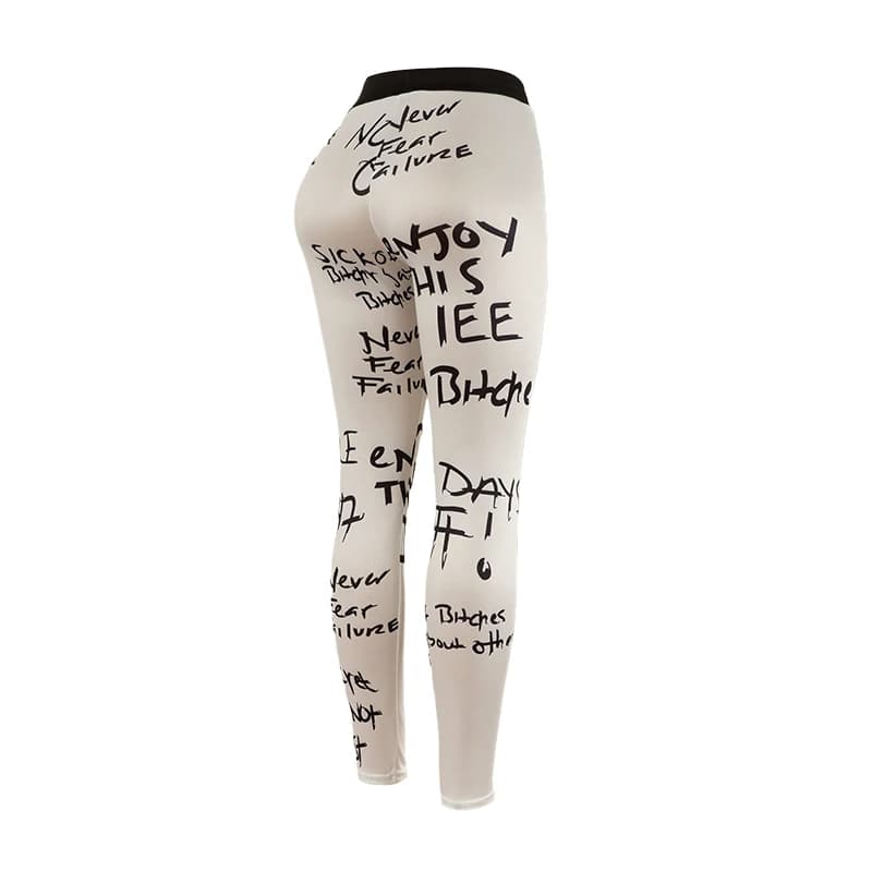 Sexy fitness leggings printed with popular letters from Europe and America, sports yoga pants