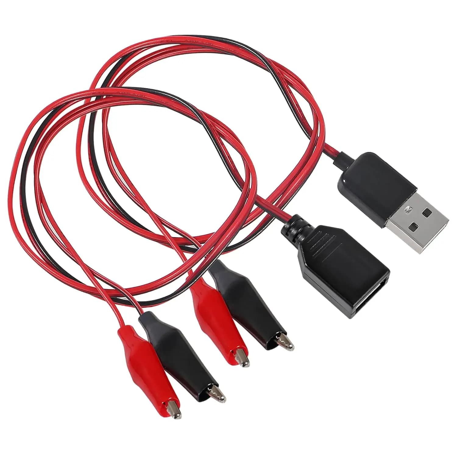Cavo adattatore da USB a coccodrillo da 2 pezzi maschio femmina USB a sonda con clip a coccodrillo cavi USB con clip a coccodrillo per test di circuito