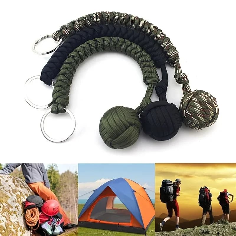 Exterior Self-Defense Umbrella Corda, Scimmia Sponge Steel Ball, Paracord Survival Keychain, Open Security Accessories