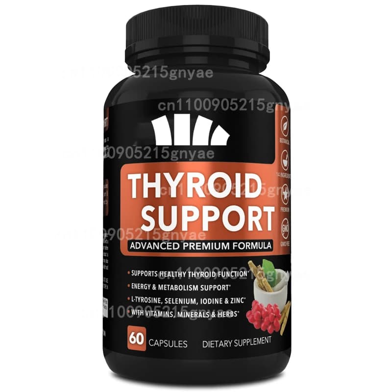Support supplements for male and female thyroid, made from a mixture of vitamins, minerals, herbs and aminoids -60 capsules