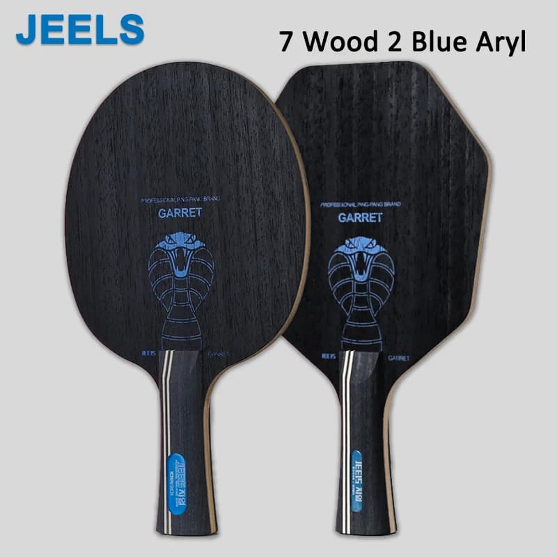 JEELS Ping Pong Hexagonal Ping Pong Blade Garret 7 Wood 2 Blue Aryl Ping Pong Paddle Area Hitting Larger Ping Pong Blade FL/CS