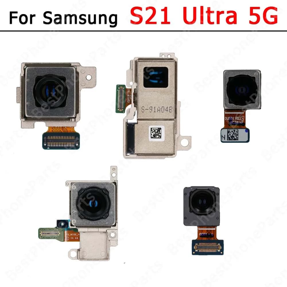 Fotocamera anteriore posteriore per Samsung Galaxy S21 Ultra 5G G998B G998U Selfie frontale posteriore Modulo fotocamera posteriore Pezzi di ricambio