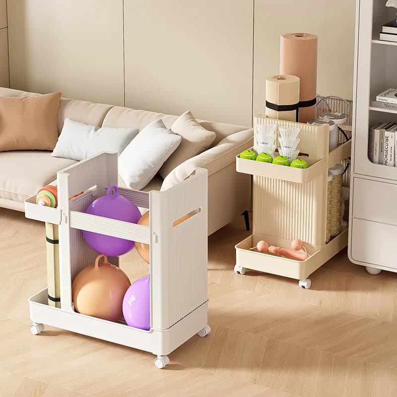 Carrello Portaoggetti per Attrezzature Sportive, Cesto Portaoggetti per Tappetini Yoga con Ruote, Carrello Organizzatore per Attrezzature Fitness